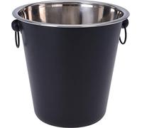 Bambelaa! Secchiello per spumante in acciaio inox grande lucido con manici ad anello, secchiello per vino, champagne e bottiglie, nero (ø ca. 22 cm)