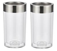 Bambelaa! Set di 2 refrigeratori per vino e spumanti, in plastica, a doppia parete, con anello in acciaio inox, circa 12 x 19,5 cm