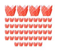 Bamberg 50 Pezzi di Pirottini per Cupcake Stile Giornale per Feste di Matrimonio, Tulipani, Muffin, Cupcake, Bicchieri di Carta Resistenti All'Olio, Facili da Usare D