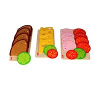 Bambilino Goki - Set di dischi per pane, salumini e formaggio, con accessori per insalata e verdure, per pane, salumi, formaggio per negozi e cucina giocattolo