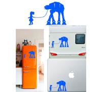 Bambina Che Passeggia Robot, Adesivo In Vinile Versione V1 Left