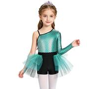 Bambina Combinato Tutù E Pantaloncini Bambine Costume Ballo Sirena | Perfetto Recitali Balletto E Feste,Maniche Lunghe Una Copertura Elegante Il Calore,Fascino Sul Dorso Un Vestirsi Veloce,Danza