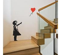 Bambina con un cuore volante Banksy Etichetta decalcomanie Casa Moderno Adesivi Camera da letto Decorazione arredamento Elegante Asilo nido Sticker (adesivo murale) Soggiorno decalcomania Bambino