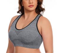 Bambina cotone biologico da donna traspirante Plus Size No Underwire No Marks Hollow Bra Thin Yoga Underwear Tirolese, Le Noir, 4X-Large