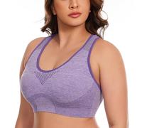 Bambina cotone biologico da donna traspirante Plus Size No Underwire No Marks Hollow Bra Thin Yoga Underwear Tirolese, viola., 6X-Large
