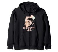 Bambina per Il 5° Compleanno con Palloncini e Design Carino Felpa con Cappuccio