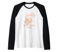 Bambina per Il 5° Compleanno con Palloncini e Design Carino Maglia con Maniche Raglan