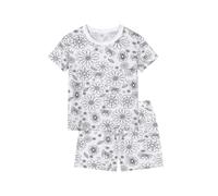 Bambina Pigiama Set in Raso a Maniche Corte 2 Pezzi Bambino Ragazze Completo Button Down Ragazza Solido Loungewear Seta