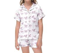 Bambina Pigiama Set Ragazzo Raso Seta Bambini 2 Pezzi Bambino Ragazze Camicia a Maniche Lunghe, Top e Pantaloni Elastica in Vita Classico Loungewear per Ragazzi