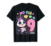 Bambina Shirt con Tema Panda Compleanno Ho già 9 Anni Maglietta