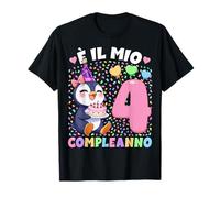 Bambina Shirt con Tema Pinguino È Il Mio Compleanno 4 Anni Maglietta