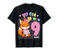 Bambina Shirt con Tema Volpe Compleanno Ho già 9 Anni Maglietta