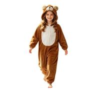 Bambina Tuta Intera Cappuccio Orecchie Cane Macchie Nere Zip Frontale | Pagliaccetto Lungo Chiusura Lampo, Completo , Motivo Animale Maculato, Travestimento Festa, Per Recite Scolastiche