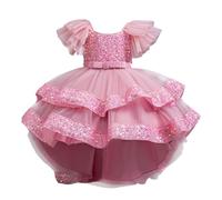 Bambina Vestito 3-14 Anni Abito Lungo Bambina Primavera con Carino Stampa Farfalla Solid Color Abito da Bambina Luccichio Stella Dorata Stile Casual, Abito da Skate per Feste, Matrimoni, Compleanno