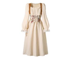 Bambina Vestito La Cerimonia Una Bimba Come Damigella d'Onore Seta Beige 9-10 Anni
