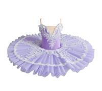 Bambine Abito da Ballerina Professionale, tutù Classico Pancake, Abbigliamento da Ballo per Le Prove Quotidiane,Viola,140