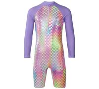 Bambine Arcobaleno Costume one piece Raglan Maniche Lunghe Con Nuoto Cappello