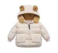 Bambine Bambino Giacche con Cappuccio per Bambini, Invernale spessa in pile caldo con cerniera antivento,Giubbotto Neonata Antivento,Giacca Primaverile Bambina,Giacca a Vento (Beige, 18-24 Months)