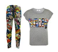 Bambine Botto Stampato Trendy Top & Elegante Moda Set Leggings Età 7-13 Years