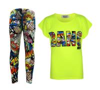 Bambine Botto Stampato Trendy Top & Elegante Moda Set Leggings Età 7-13 Years