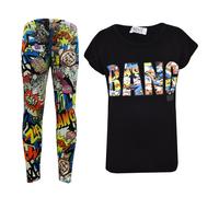 Bambine Botto Stampato Trendy Top & Elegante Moda Set Leggings Età 7-13 Anni