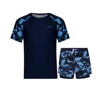 Bambine Costume Set Rash Guard Floreale Navy 2 Pezzi Spiaggia Completo