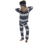 Bambine Morbido Pile Due Pezzi Navy Pigiama Con Maschera Comodo Pigiama Età 7-13