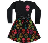 Bambine Pattinatrice Multi Colore Teschi Stampa Pannelli Halloween Party Abiti