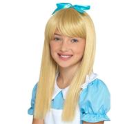 Bambine Ragazze Alice IN Wonderland Principessa Lungo Parrucca Bionda Costume