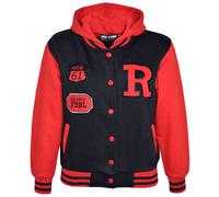 Bambine Ragazzi Baseball con Cappuccio R Moda Fox Giacca Varsity Maniche Lunghe