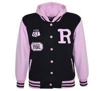 Bambine Ragazzi Baseball con Cappuccio R Moda Fox Giacca Varsity Maniche Lunghe