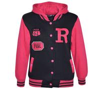 Bambine Ragazzi Baseball con Cappuccio R Moda Fox Giacca Varsity Maniche Lunghe