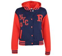 Bambine Ragazzi Navy & Rosso Baseball con Cappuccio R Moda Nyc Giacca Varsity
