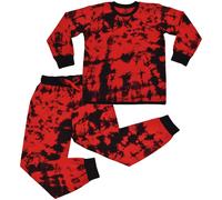 Bambine Ragazzi Rosso Pigiama 2 Pezzi Cravatta Tintura Set Cotone da Notte