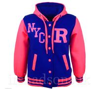 Bambine Ragazzi Varsity Nyc Fox Baseball R Neon Luminoso con Cappuccio Giacca