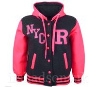 Bambine Ragazzi Varsity Nyc Fox Baseball R Neon Luminoso con Cappuccio Giacca