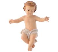 Bambinello Gesù braccia aperte in legno drappo bianco, 6 cm (2.36 inc.)