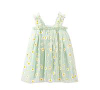 Bambini 16 anni spiaggia floreale tutù a strati abiti di compleanno estivi spiaggia margherita festa abito bambino principessa abiti in tulle casual senza maniche ragazze, verde, 3-4 Anni