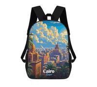 Bambini 17inch Borsa Scolastica Cairo, Egypt Cityscape Illustration Zaino Scolastico Per Bambini Borsa Per Libri Scuola Alla Moda Casual Zaini Da Viaggio Stampa 3D Divertenti Borse Per Libri