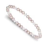 Bambini 4mm Rosa Perle di Imitazione Cristalli Da Swarovski 45mm Elasticizzato