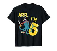 Bambini 5 Anni ARR I'm Octopus Pirate 5° compleanno Party Maglietta