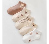 Bambini 5 paia Calzino caviglia con stampa orso 1-2Y,2-6Y,6-10Y,10-14YFumetto,quadriTessuto