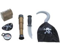 Bambini 6 Pezzi Pirata Set Gancio Mascherina Telescopio Bussola Costume Play Set