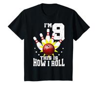 Bambini 9 Giocatore di anni Bowling 9 ° compleanno Party How I Roll Maglietta