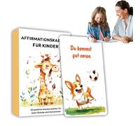 Bambini Affermazione Cards in tedesco | 32 Positive Mindfulness Flash Cards for Children with Animal Theme | Empowering Confidence Quotes, Educational Emotional Learning Tool for Meditation