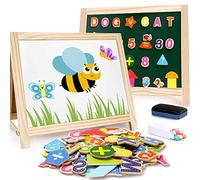 Bambini Arte di Legno Cavalletto Lavagna Magnetica e Lavagna Tavolo da Disegno con Lettere Magnetiche Numeri Regali per Bambini Ragazzi Ragazze 3 4 5 6 7 8 9 10 Anni