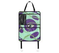 Bambini Backseat Organizer Protector Car Organizer Appeso Per Tablet Kid Kick Mat Con Tasca Dietro Sedile Auto Arte Astratta Occhio Verde Linee Viola