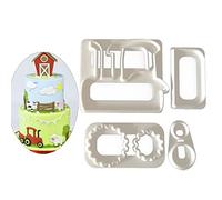 Bambini Baking Tractor Cookie Fudge Cutter Stampo Cartoon Home Kitchen Biscuit Stamp Tools 3D Pressing Glassa Fondente Fondente Set Stampi per Decorazione Torte