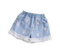 Bambini Bambine Ricamato Elastico In Vita Pantaloncini Amore Fiore Pantaloni Ragazza Pantaloncini Ricamato Fiore Stile Denim Shorts Teen Ragazze Ragazzo Shorts, 1_blu, 2-3 Anni