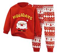 Bambini Bambino Ragazza Ragazzo Pigiama Set a Maniche Lunghe Casa con Girocollo Lunga Intimo Termico Comfort Vestito Vestiti Morbido Cotone per Dormire e Stare in